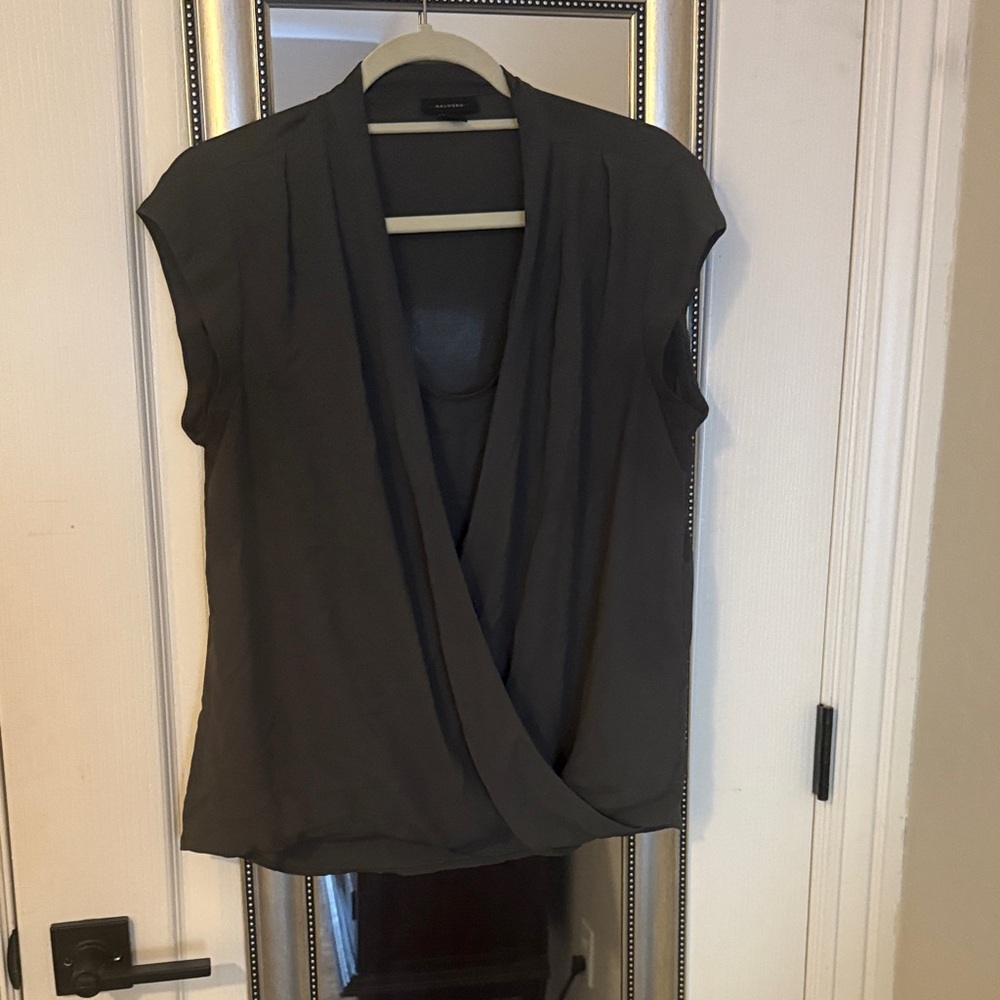 Halogen Charcoal Wrap Blouse